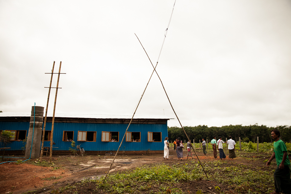 Power lines leading to one of the local schools.
