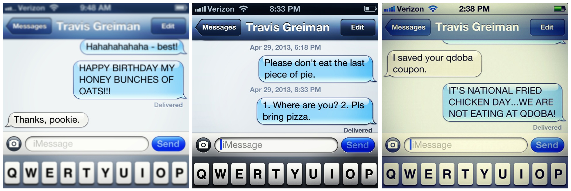 I had no idea how much I texted about food. Or how much I yelled about it.